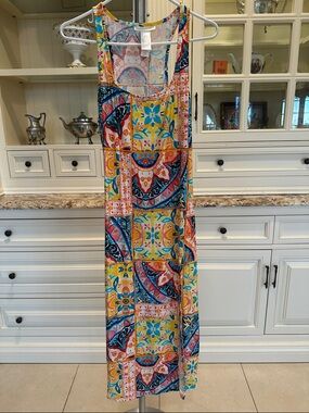La Blanca Multicolor Tile-Print Sleeveless Maxi Dress